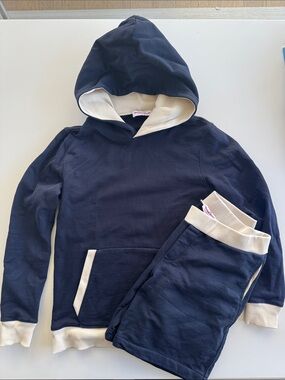 🇬🇧 ORLEBAR BROWN KIDS Boys Navy Hoodie and Shorts Set with Cream Trim, size 12